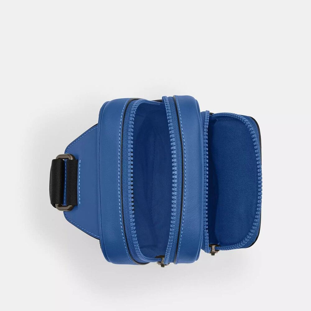 ❤️ Coach Racer Sling Pack Tan/Blue - Picture 4 of 12